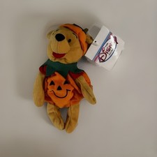 Disney Store Mini Bean Bag Pumpkin Winnie the Pooh 8" Plush Toy Halloween Cute