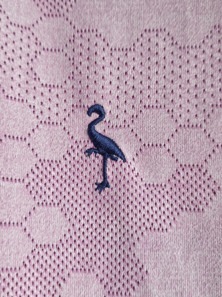 Camisa polo masculina TailorByrd grande roxa hexagonal camuflagem golfe desempenho umidade - Imagem 4 de 4