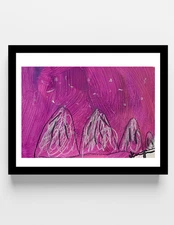 GUAJARDO Original Expressionism Mountain Snowcaps 9X6 Paper Signed Art