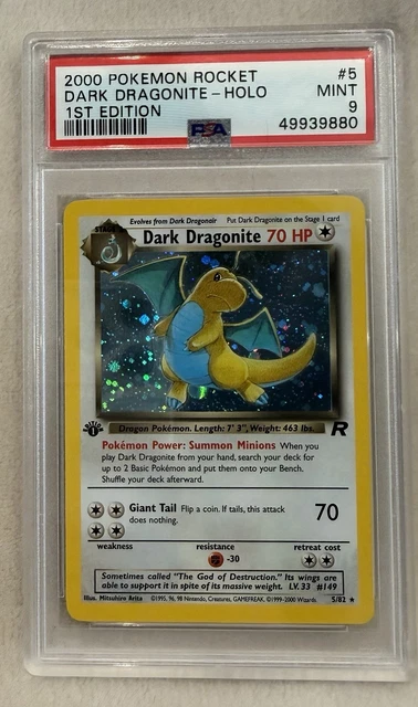 Dark Dragonite 1st Edition PSA 9 2000 Pokemon Team Rocket #5 Holo MINT