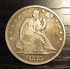 1876 Seated Liberty Silver Half Dollar, F Detail. D11