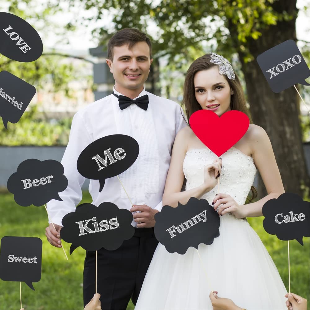 Large Blank Photo Booth Props Signs, 11pcs Large Writable Chalkboard Photo