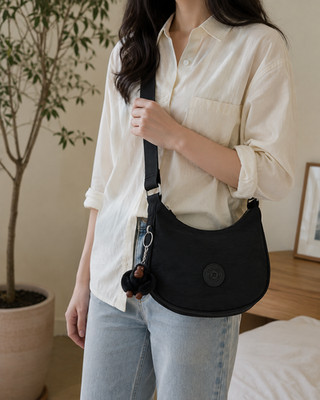 Kipling Bells | Crossbody Bag Black Tonal Shoulder Bag Adjustable Strap NEW