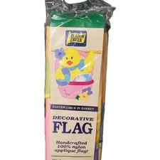 Meadow Creek Large Nylon Outdoor Flag Easter Chick In A Basket 28x40 Inches NOS