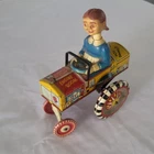 1940/50s Marx Tin Litho Wind-Up Tractor Toy  Dipsy Dora Crazy Car-Works Great!
