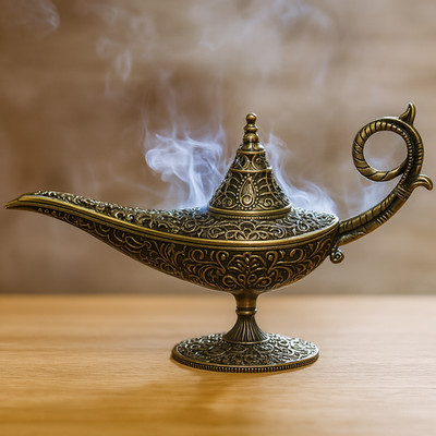 Vintage Aladdin Style Metal Lamp Brass Incense Burner Retro Arabic Decor 4.5''
