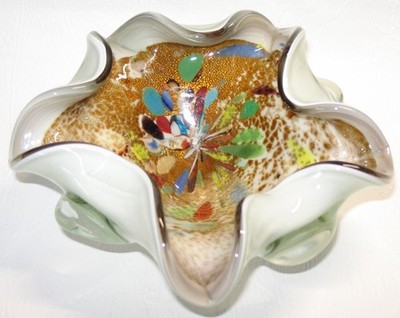 Mehrfarbige Millefiori Murano Kunstglas-Wellen-Schale   Dino Mertens AVEM   in s