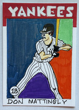 ACEO Sketch Trading Card 1/1 1986 Topps Don Mattingly Box Bottom Hand-Drawn Art