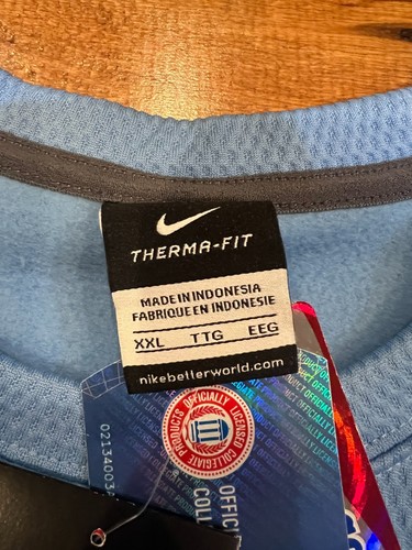 NIKE UNC NORTH CAROLINA TAR HEELS FOOTBALL THERMA CREW SWEATSHIRT BLUE 2XL NWT - Picture 3 of 4