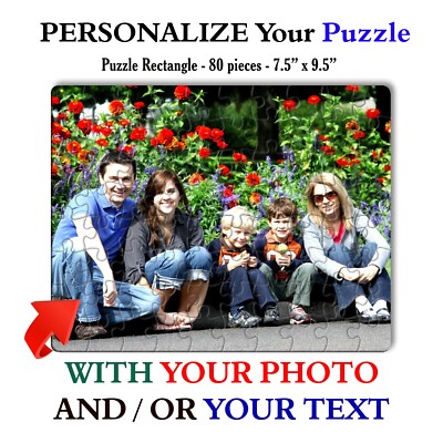 CUSTOM JIGSAW PUZZLE, 8'' x 6'', 80 PIECES UNIQUE PUZZLE WITH PERSONAL PHOTO IMAGE