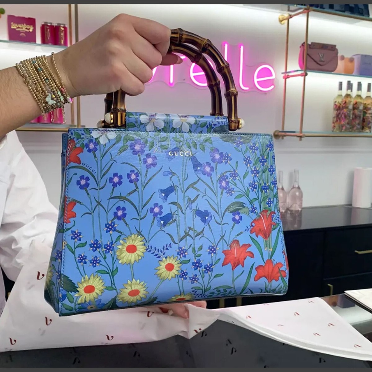 トップス Gucci wool LS knit blue flower butterfly トップス Gucci