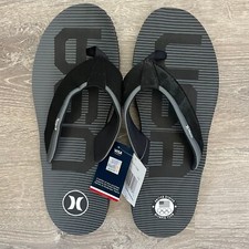 Hurley Men s Size 14 USA Olympics Black Lunarlon Lunar Flip Flops Sandals New