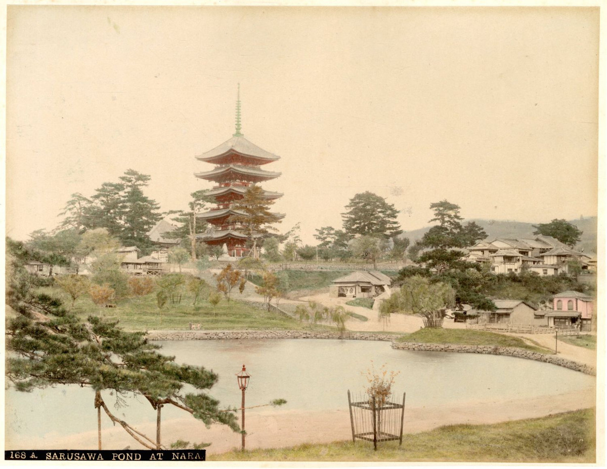Japon, Sumiyoshi, Osaka Vintage albumen print. Tirage albuminé