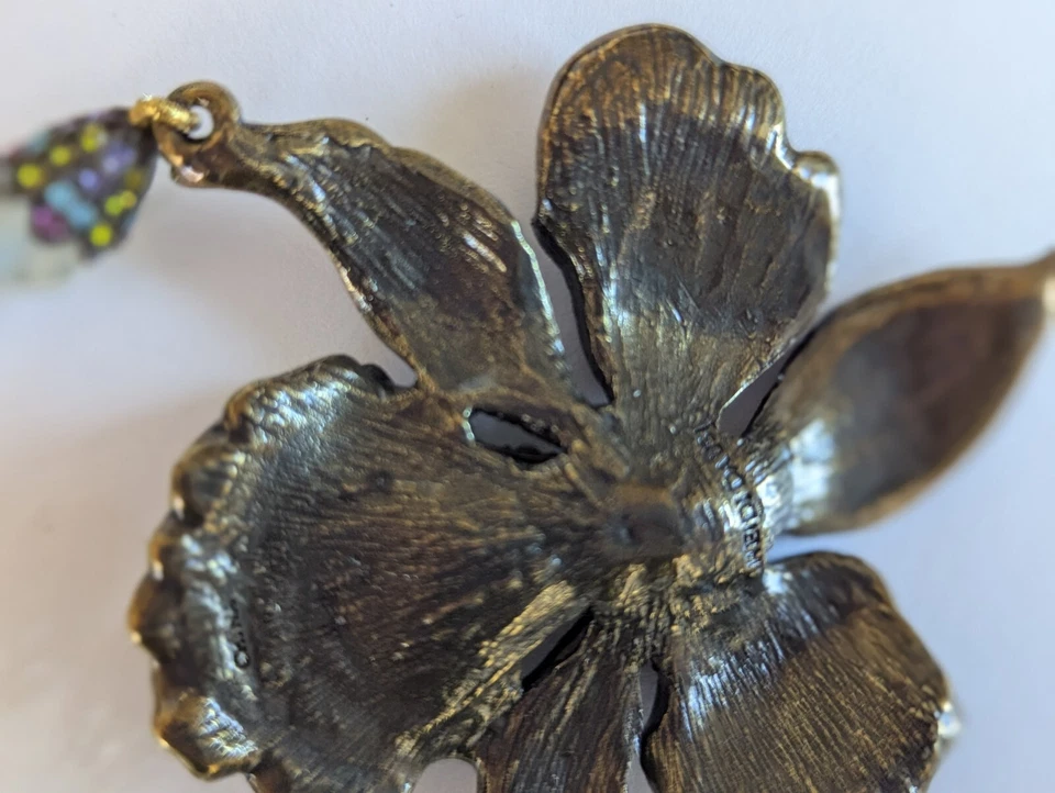 Nuevo Collar Heidi Daus Flor Orquídea Cuentas Azules Cristal Swavorski 15" Foto 3 de 4