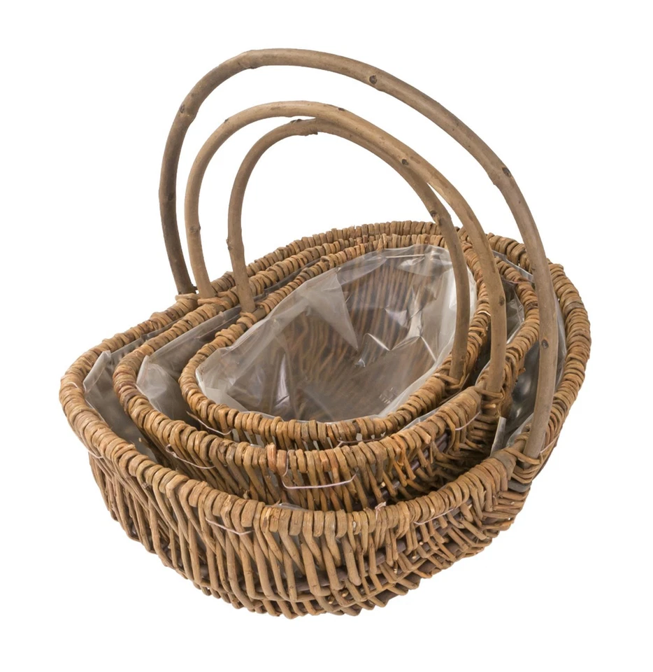 Weiden-Pflanzkörbe 3er-Set Weidenkorb Erntekorb Präsentkorb Picknickkorb Korb - Bild 3 von 3