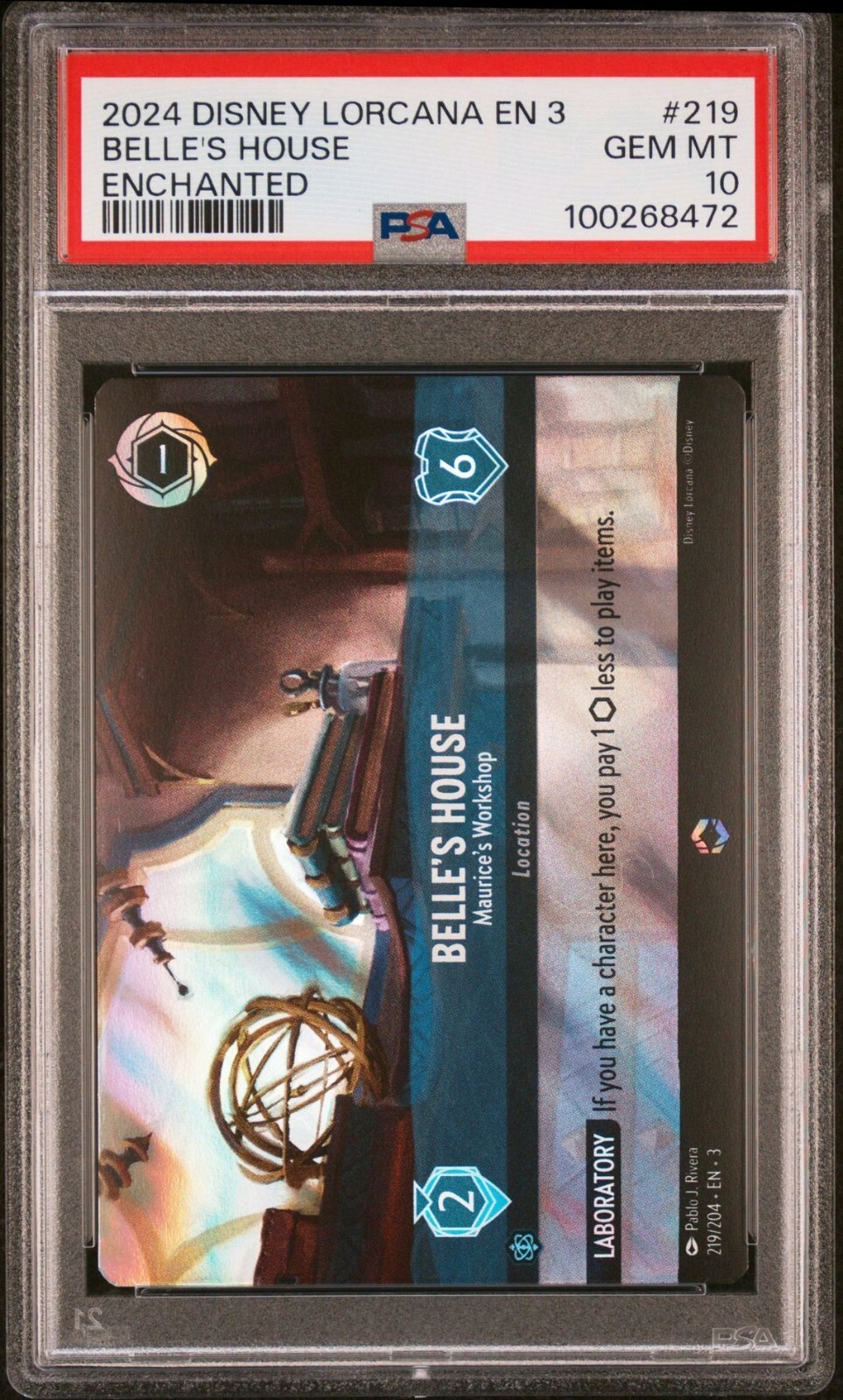 2024 Disney Lorcana Inklands Belle’s House Enchanted EN 3 PSA 10 Gem 219/204