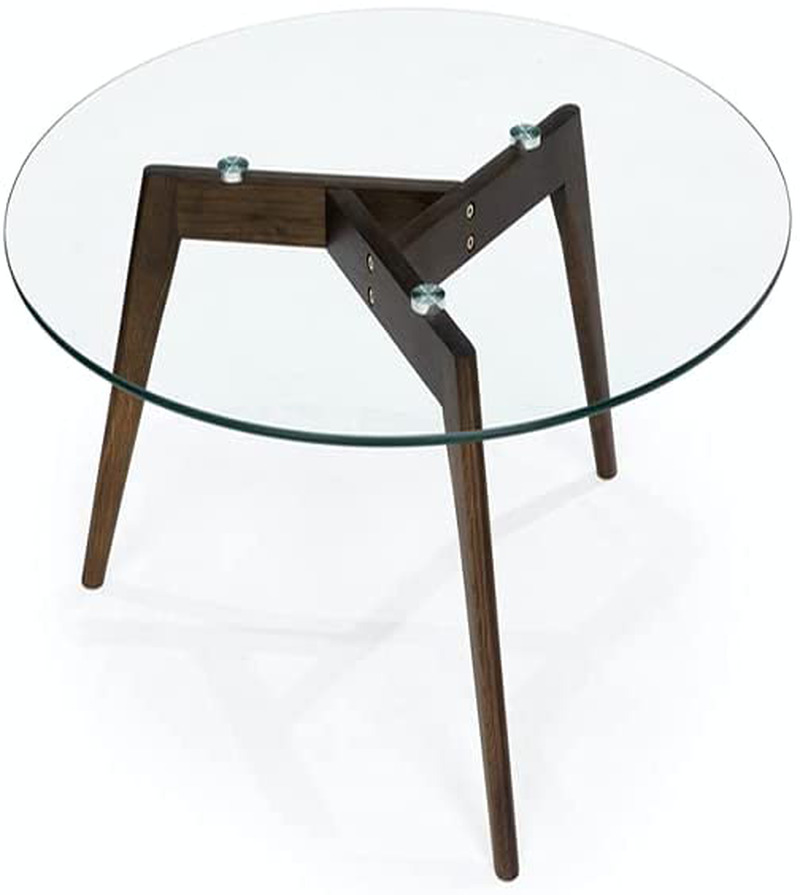 Round Tempered Glass End Table, round Mid Century Coffee Table Minimalist