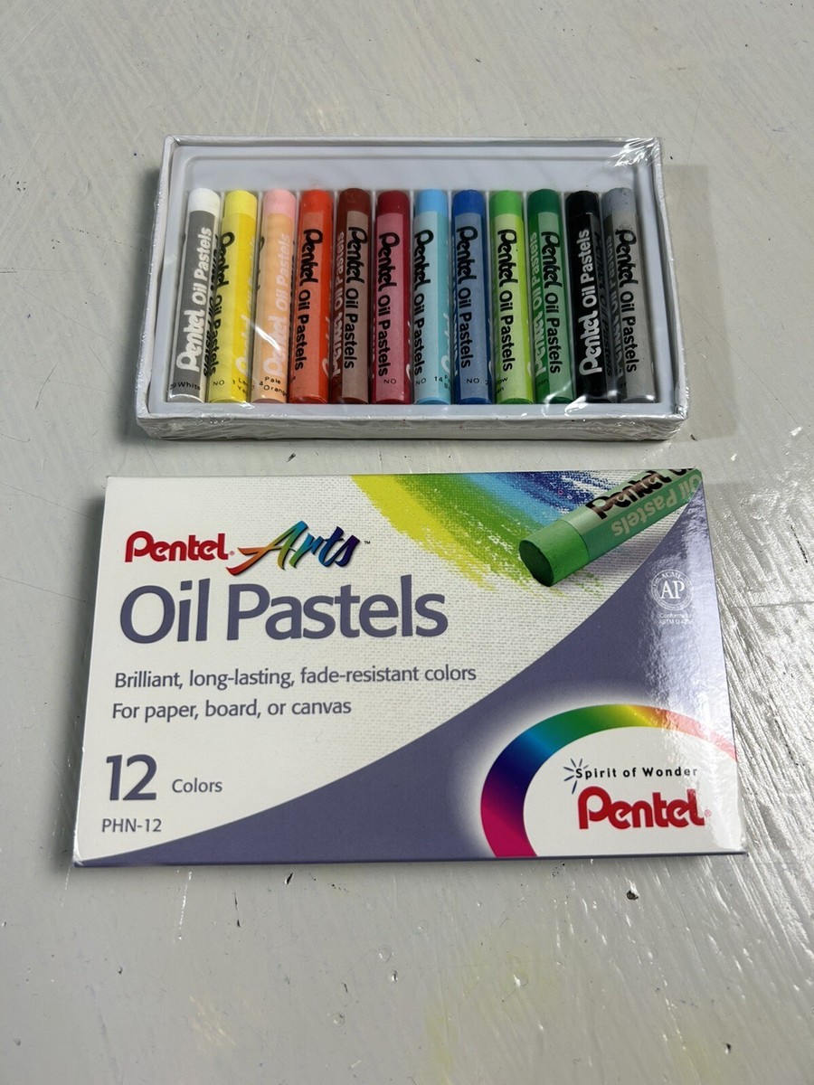 Pentel Fluorescent Oil Pastels - Set Of 6 Assorted Bright Colors For Art & Craft