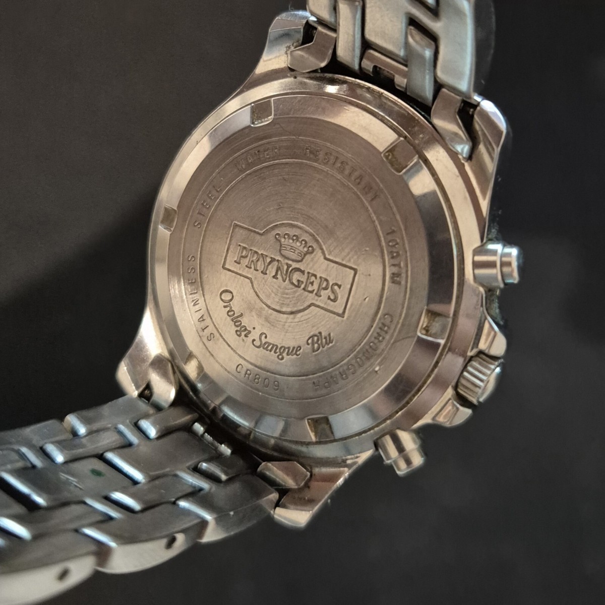 Pryngeps CR809 Sangue Blu Chronograph 1/100 sec WR 10ATM Acciaio