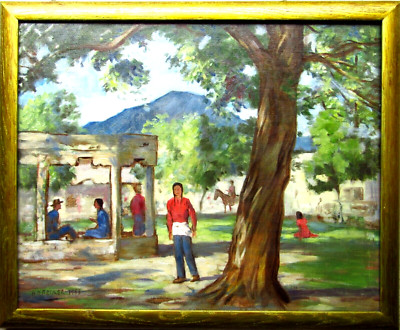 H D Becker Original Painting Signed 1953 New Mexico USA Landscape Art Oil Paint