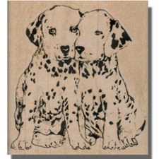 Mounted Rubber Stamp, Cute Dalmatian Pups, Dog,Friends,Animals,Pets,Dogs,Sitting