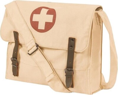 Vintage Medic Canvas Bag W Cross Crossbody Messenger Shoulder Bag Khaki, Rothco