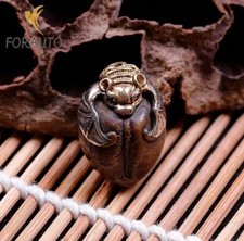 Old Collectibles Handmade Purple Copper Silver Carving Bat Peach Netsuke