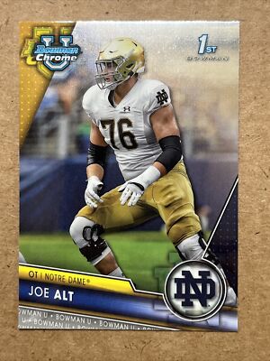 Joe Alt Rookie 2023 Bowman University Chrome Ist Bowman Football Card.