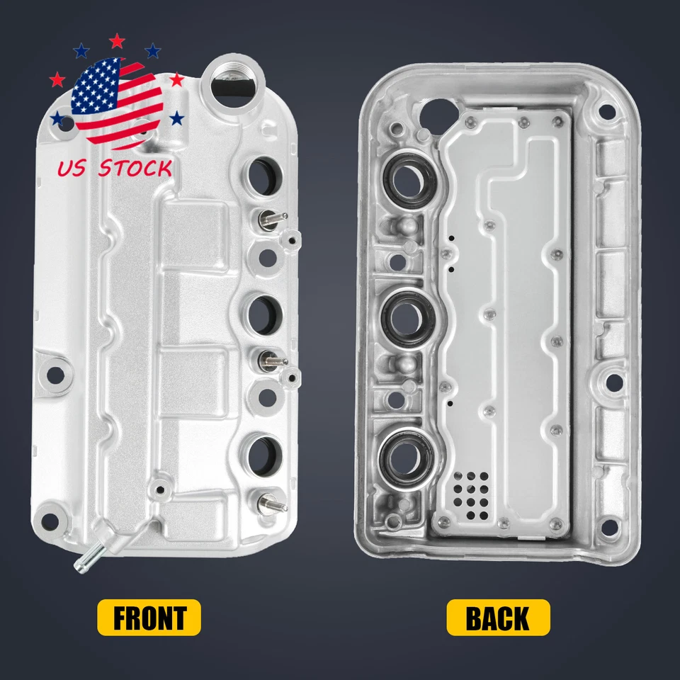 Cubierta de válvula de motor de aluminio de 2 piezas para Honda Odyssey Pilot Ridgeline Accord 08-17 Foto 2 de 4