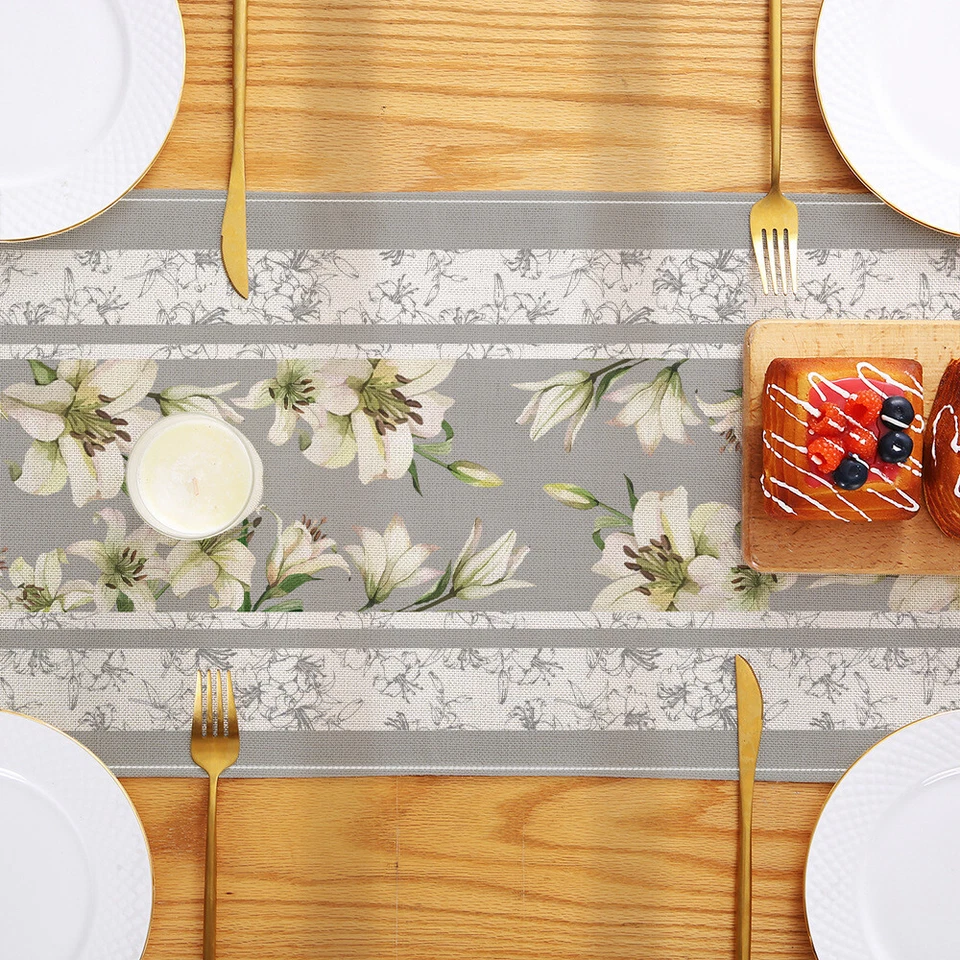 Floral Table Runner 13x72 icnh Farmhouse Burlap Dresser Scarves for Table Decor - Image 3 of 4