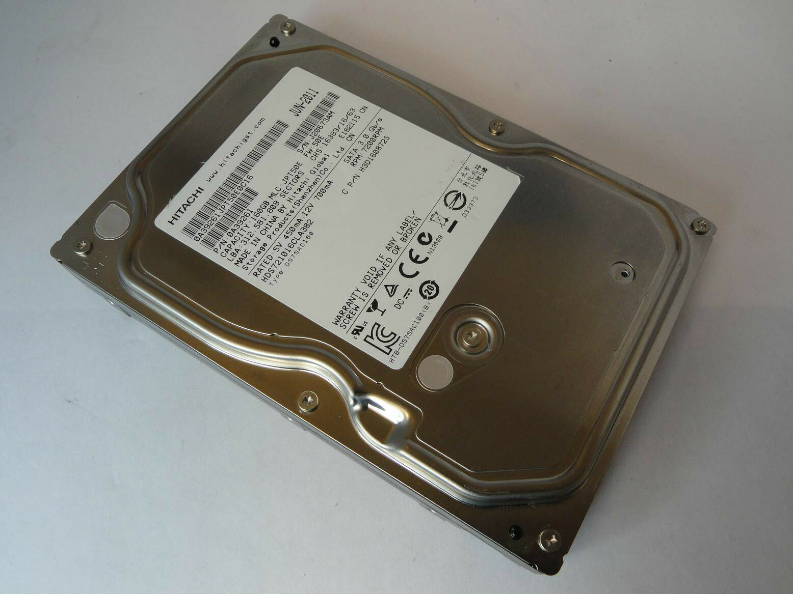 Hitachi 160Gb SATA 7200rpm 3.5in HDD ( 0A39261 HDS721016CLA382 ) USED