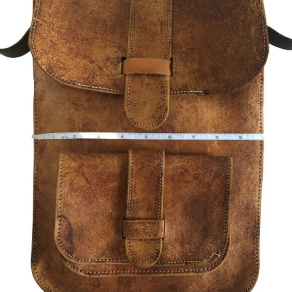 Vintage 70s distressed rectangular shaped brown l… - image 13