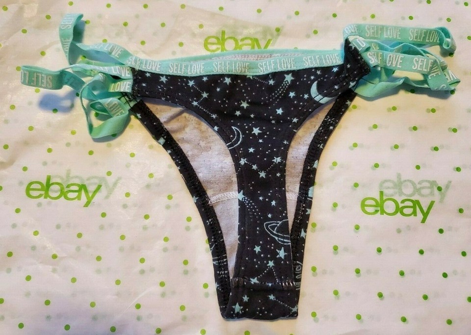 Rue 21 Women's Lace Thong Pantes LARGE O Rng Green Plad Double Strap