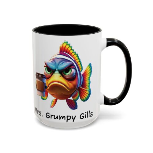 Tazza ceramica accentata Mrs Grumpy Gills lavabile per microonde e lavastoviglie 2 lati - Foto 8 di 49