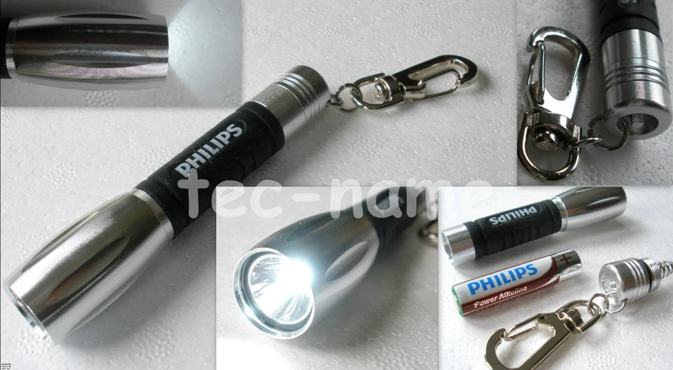 MARKENLOS PHILIPS HIGH POWER LED ALU ALUMINIUM-MINI-TASCHENLAMPE SCHLÜSSELANHÄNGER