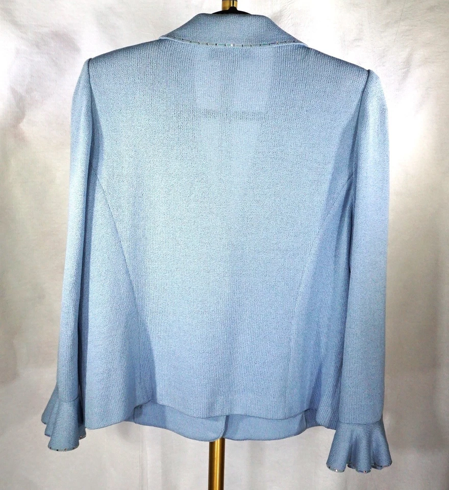 JAQUETA FEMININA ST JOHN MALHA BOTÃO DECORAÇÃO AZUL TAMANHO 12 - Imagem 2 de 4