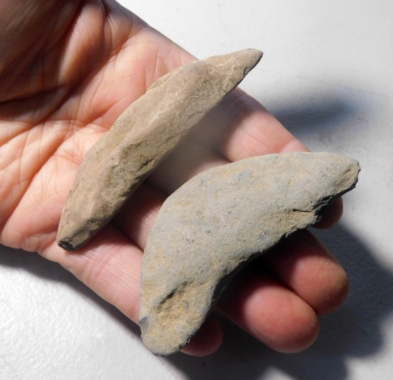 Very old Lot of 2 Ancient Indian Artifact Crecent Knives Mid-west A-12
