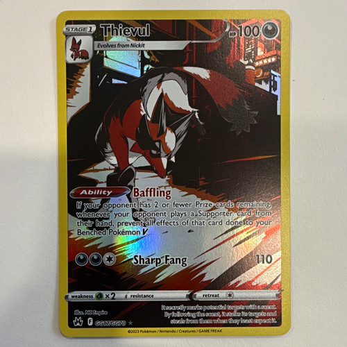 Pokémon TCG Thievul GG17/GG70 Crown Zenith Galarian Gallery Full Art Holo