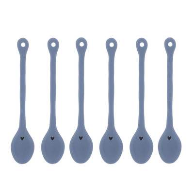 6er Set Kaffeelöffel Iris Blue matt blau L. 13,5cm mit Herz Bastion Collections