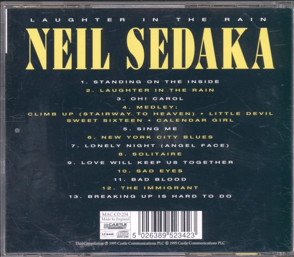 Neil Sedaka Laughter In The Rain CD UK Castle Communications 1995 MACCD234 - Bild 2 von 3