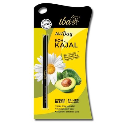 Iba All Day Kohl Kajal Jet Black 0.30g 24Hr Smudge Proof Waterproof Vegan