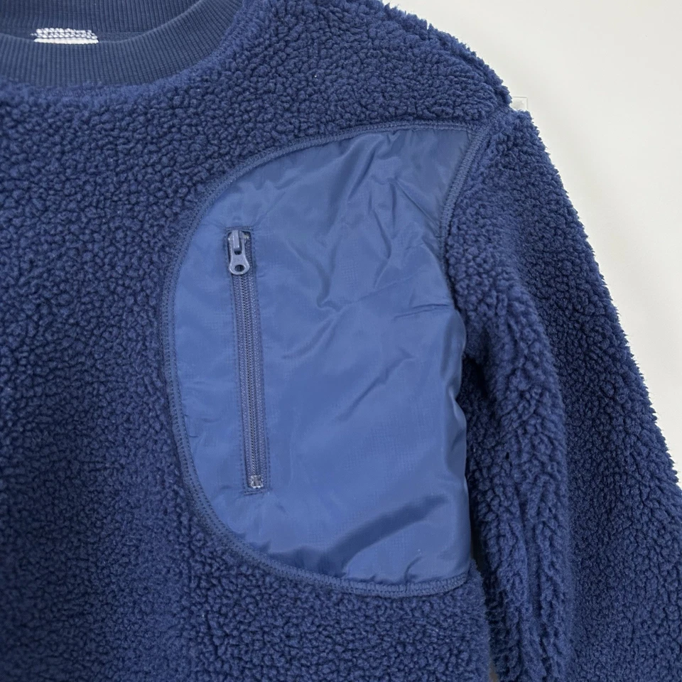 Hanna Andersson Faux Shearling Crewneck Sweater Blue Jersey Line Size US 6-7 - Image 3 of 4