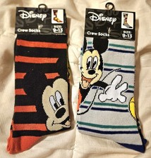 MICKEY MOUSE 2 PAIR     DISNEY  CREW SOCKS SZ 9-13 SHOE MEN/WOMEN  STOCKIN STUFF