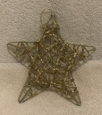 Gold Wire STAR w/Gold Glitter Ornament 5.75x5.5 - EUC