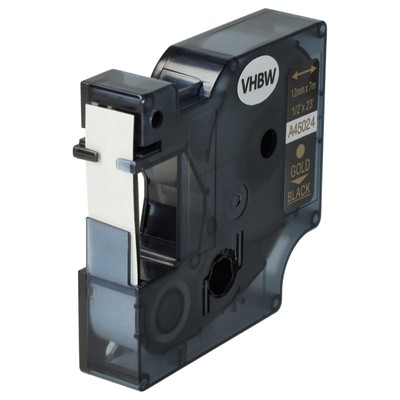 Schriftband für Dymo 5000 2000 5500 1000+ 1000 4500 3500 Gold/Schwarz 12mm 7m