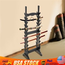 Black Sword Rack Display Mount - Floor Standing Medieval Display Decor Rack