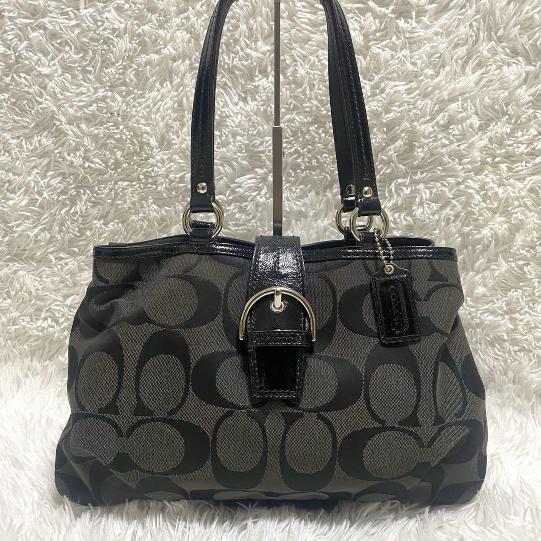 Coach Signature Black Canvas Tote Bag Authentic G0803331