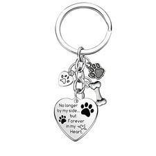 Pet Memorial Keychain - Paw Print Charm Sympathy Gift for Loss of Dog
