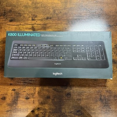 Logitech K800 Illuminated Wireless Keyboard w/ dongle, cable, box - Very Good