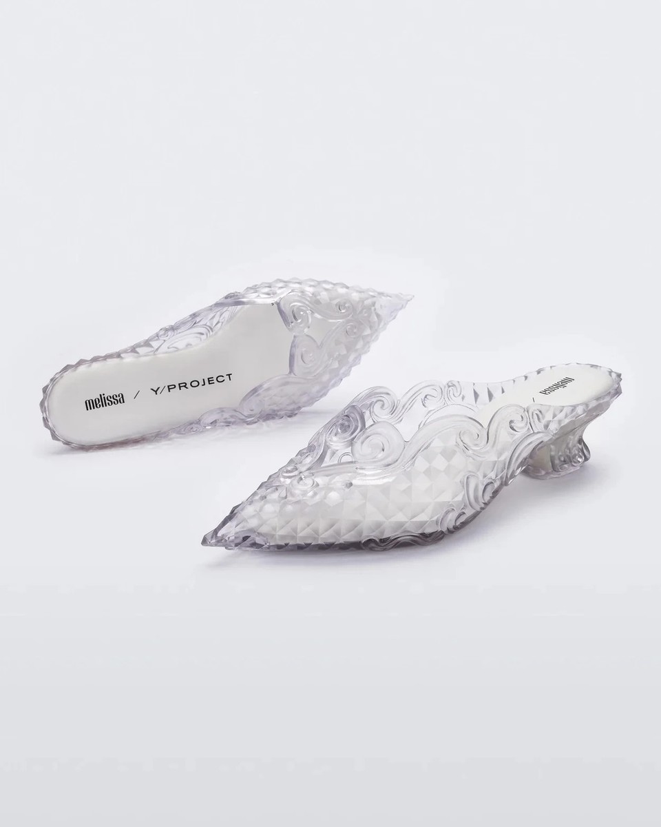Melissa x Y/Project Transparent Court Shoes in White/Clear - SIZE
